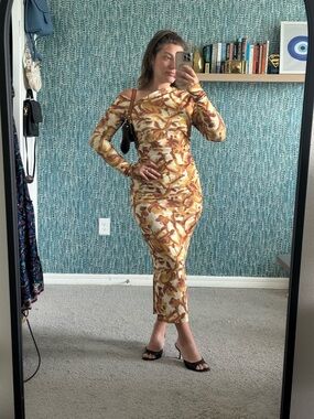 Nanushka Abstract Print Ruched Maxi Dress